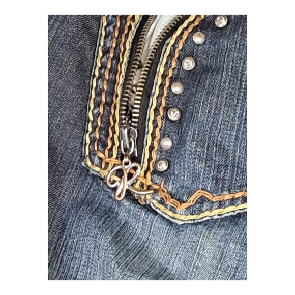 Y2K Request Express Womens Denim Bootcut Jeans 19/38 Denim Dark Wash (FLAW) - Picture 12 of 16